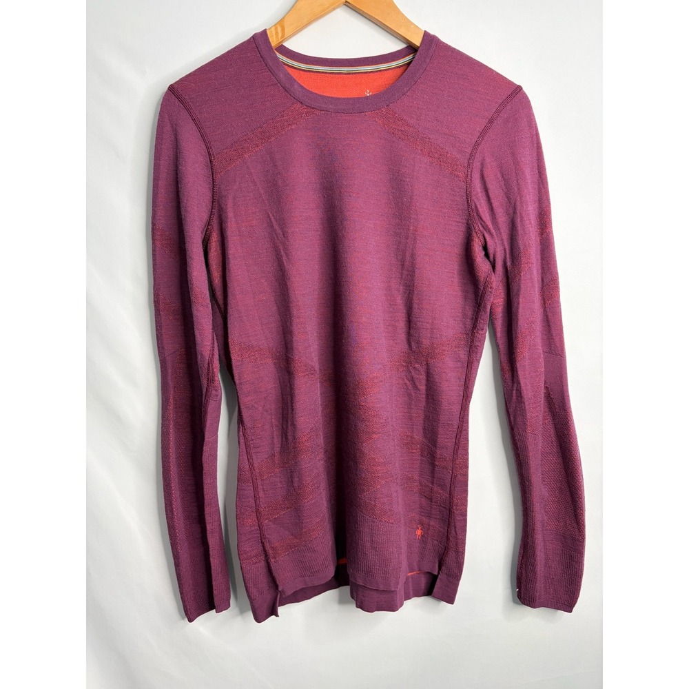 Smartwool Intraknit Merino 200 Base Layer Top Purple Orange Womens Large Thermal